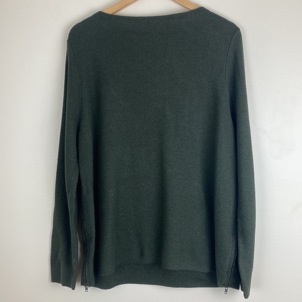 J.Jill Woman’s Large Sweater Olive Green Zipper Side Detail Boatneck - Picture 8 of 8
